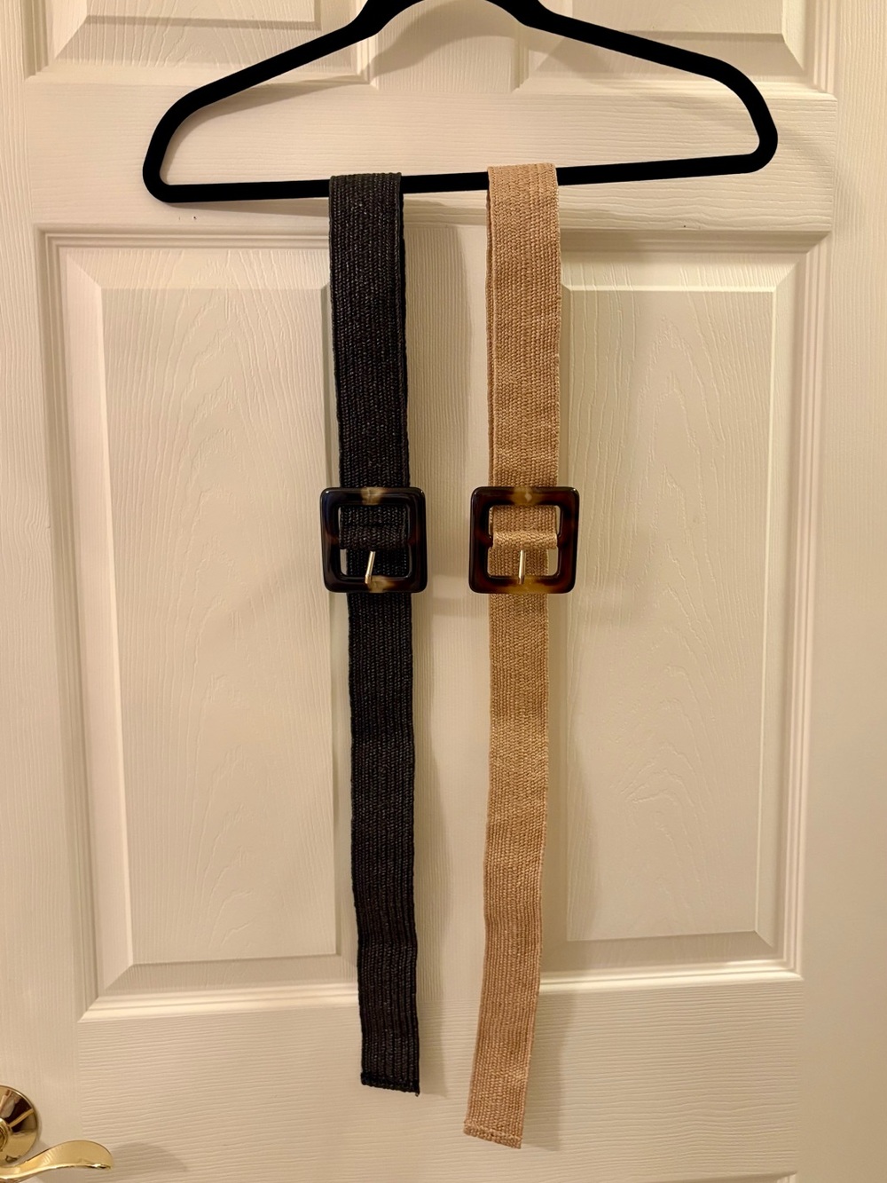 LOFT Woven Stretch Belts with Tortoiseshell Buckles - Black & Tan